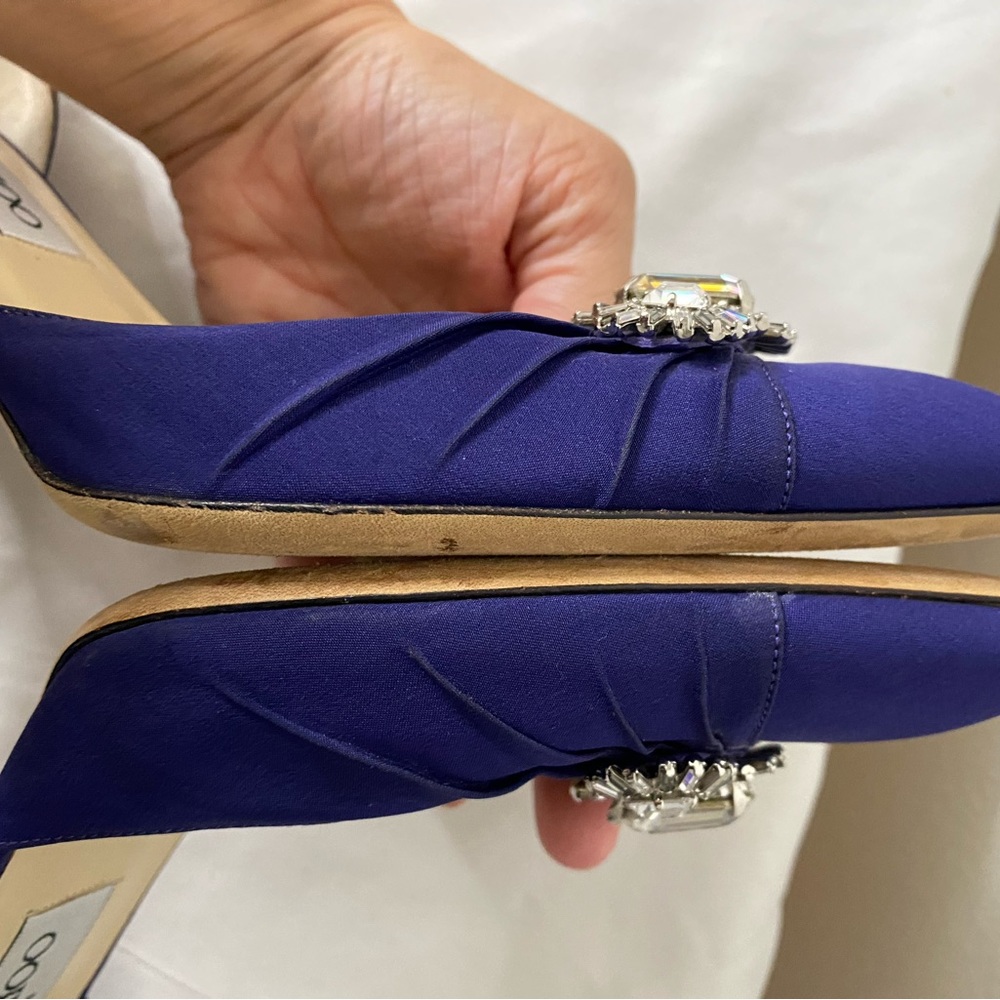 Jimmy Choo Embellished Satin Pumps blue/purple closed toe size 40 - Picture 13 of 14